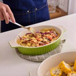 MALACASA 2-Piece Oval Green Porcelain Bakeware Set, 12.75 in. and 14.5 in. Ceramic Baking Pans thumbnail 6