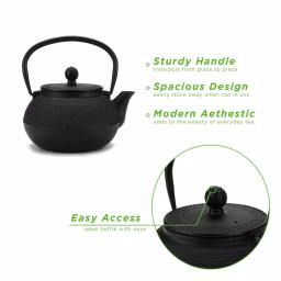 Mind Reader 2.5-Cup Black Japanese Style Cast Iron Tetsubin Teapot with Infuser thumbnail 3