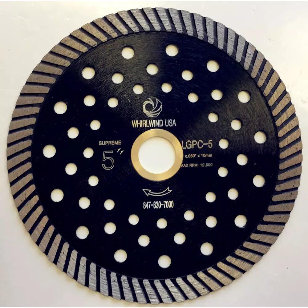 Whirlwind USA 5 in. Turbo Continuous Rim Diamond Blade for Granite and Stone