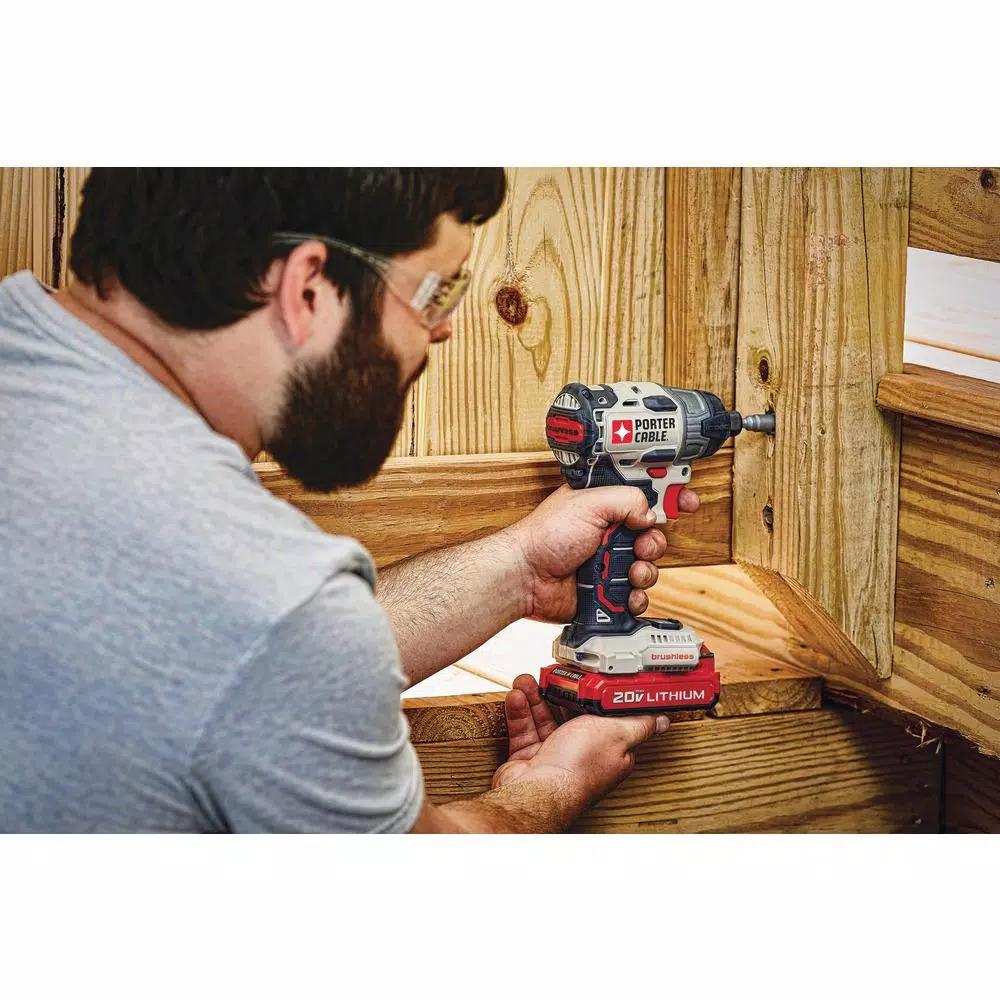 Porter-Cable 20V MAX Brushless Cordless 1/4 in. Impact Driver Kit with 2 1.5 Ah Batteries and Charger