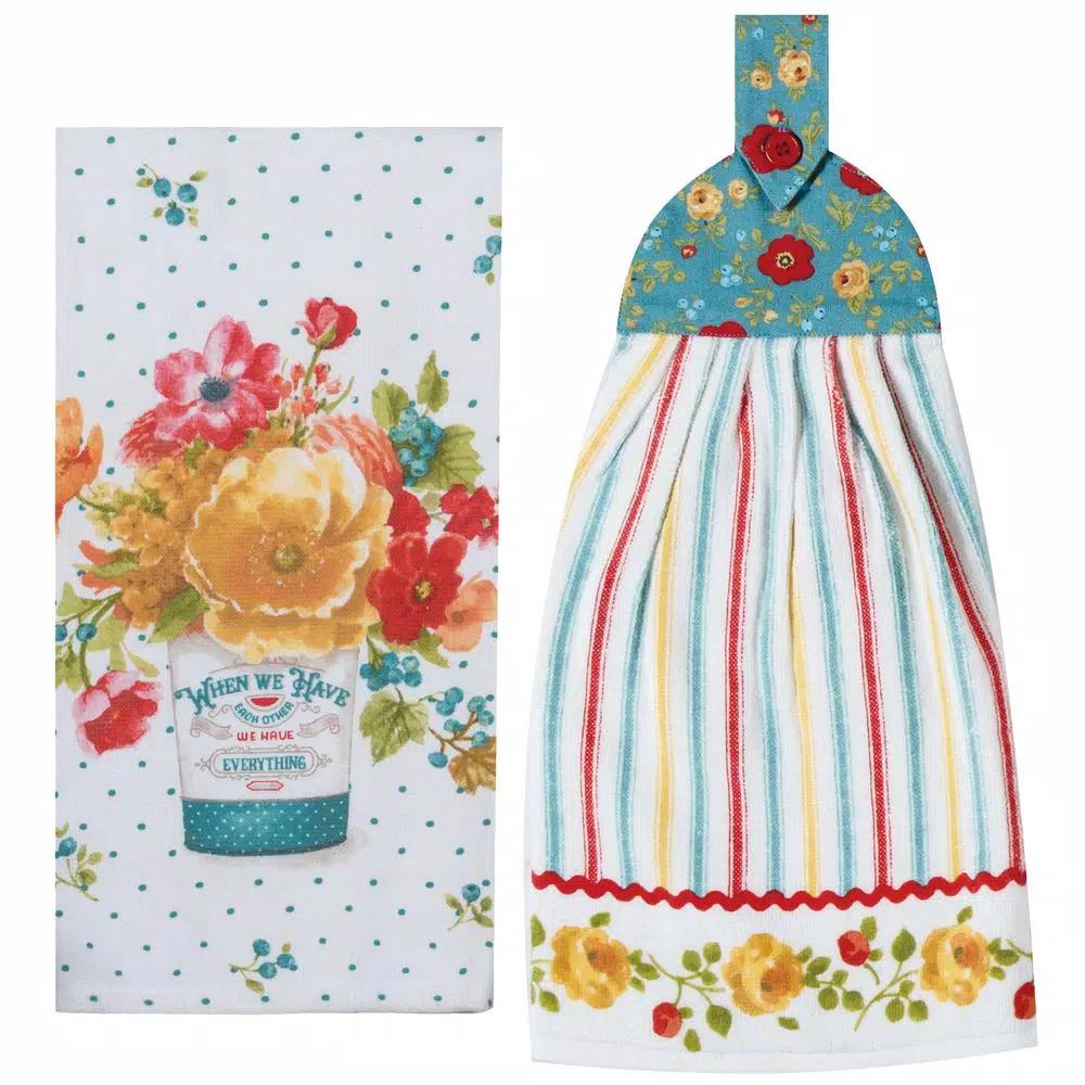 Kay Dee Lisa Audit Country Cotton Fresh Kitchen Textile Set of 4 - Floral Watercolor Design