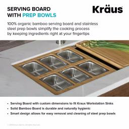 Kraus Workstation Kitchen Sink Accessory Set with Bamboo Serving Board and 6 Stainless Steel Prep Bowls thumbnail 7