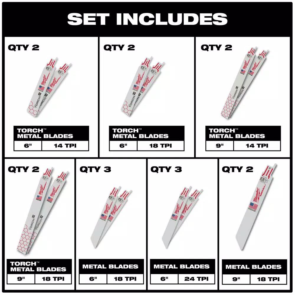 Milwaukee SAWZALL Metal Cutting Reciprocating Blade & SHOCKWAVE Titanium Drill Bit Set, 31-Piece