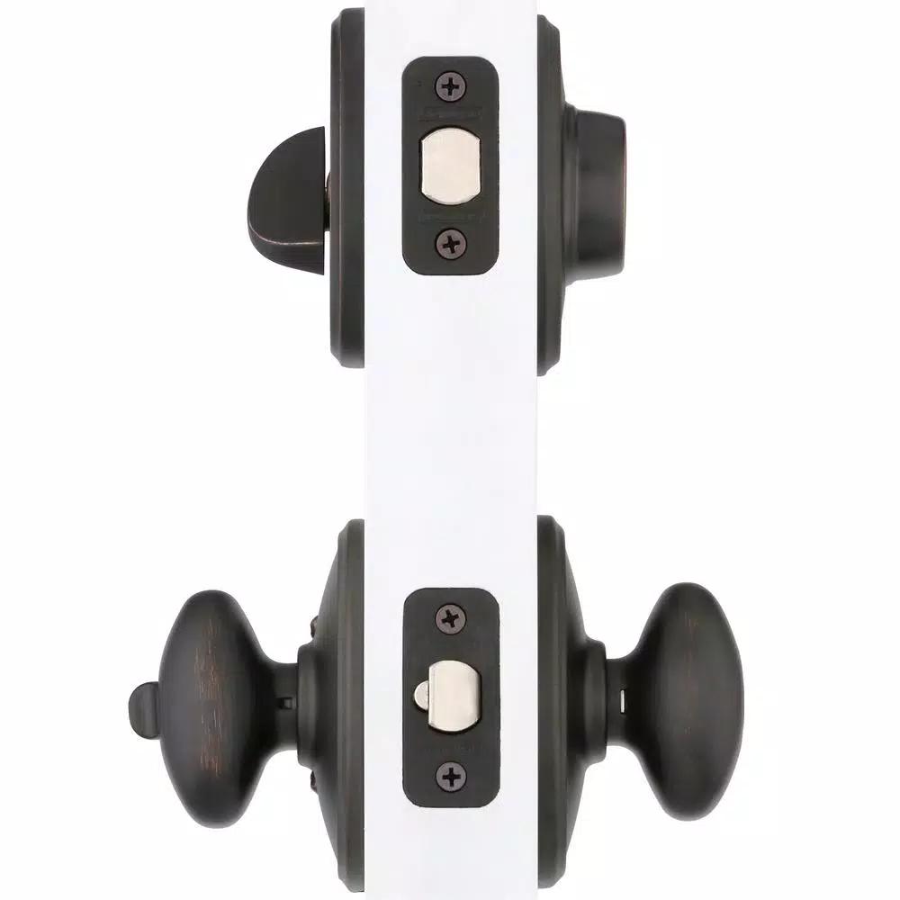 Schlage Wakefield Aged Bronze Single Cylinder Deadbolt and Siena Entry Door Knob Combo Pack