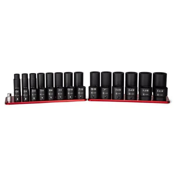 Capri Tools 28-Piece 1/2 in. Drive SAE Shallow and Deep Impact Socket Set with Billet Aluminum Rail