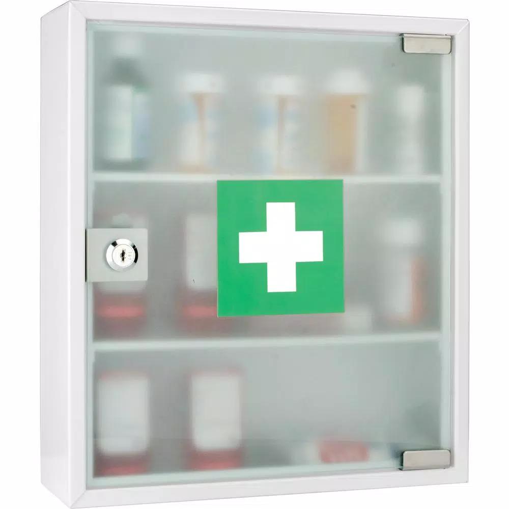 BARSKA Standard Medical Cabinet First Aid Kit with 3 Shelves and Magnetic Dry Erase Pad