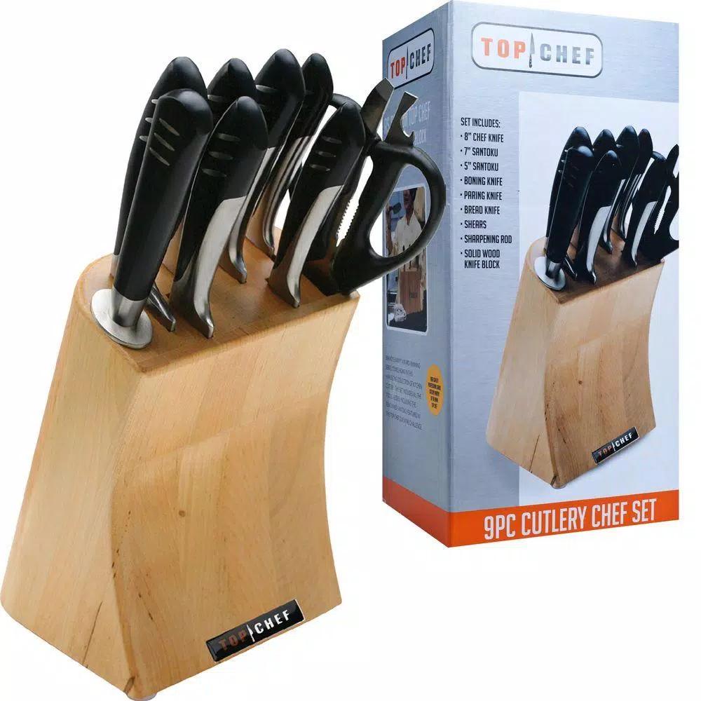 Top Chef Officially Licensed 9-Piece Stainless Steel Knife Set with Wood Block
