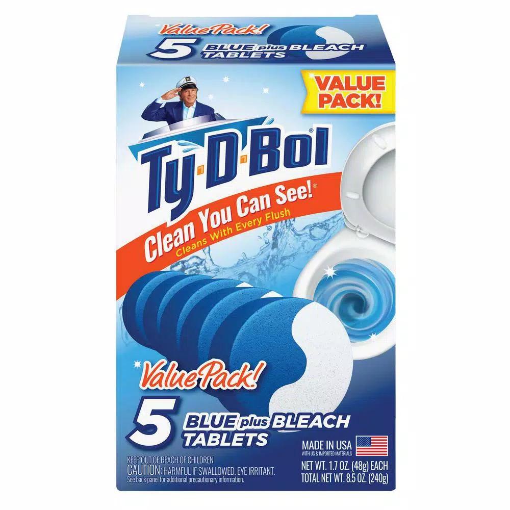 Ty-D-Bol Blue Bleach Toilet Bowl Cleaning Tablets, 10-Pack of 5-Tablet Value Packs