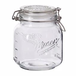 Unbranded 34 oz. Mason Embossed Glass Preservative Jars with Wire Clasp Lid (Set of 2) thumbnail 2