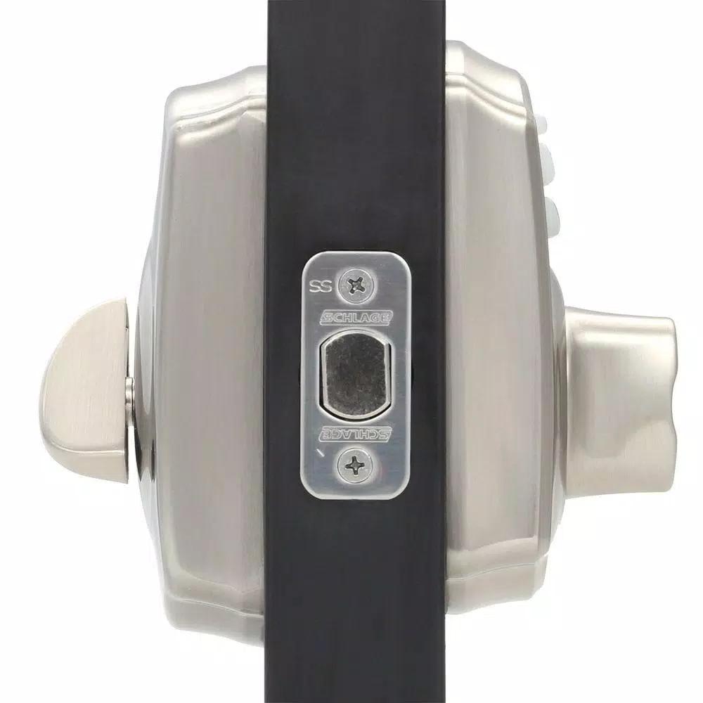 Schlage Camelot Satin Nickel Keypad Electronic Deadbolt and Georgian Knob Set