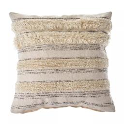 LR Resources Zanthia Cream, Gray & Gold Striped Cotton Throw Pillow - 20 x 20 in. thumbnail 1