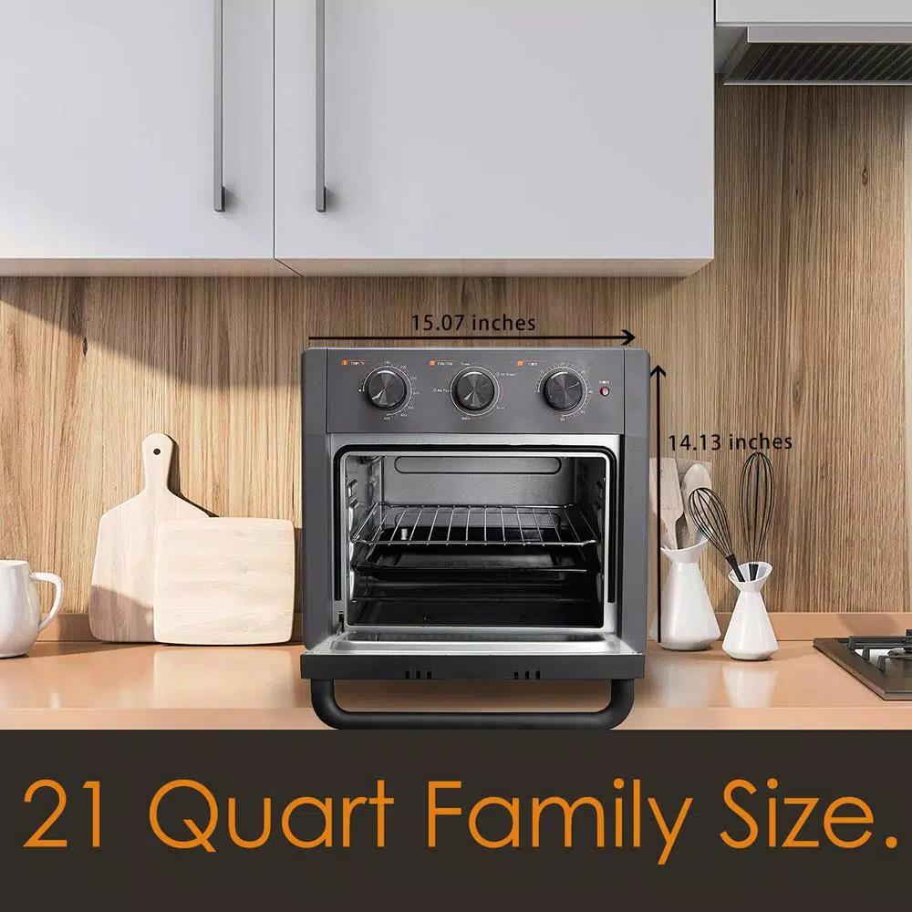 Boyel Living 19 Qt. Air Fryer Toaster Oven with Air Fry, Roast, Toast, Broil, Bake Functions - Sandy Grey