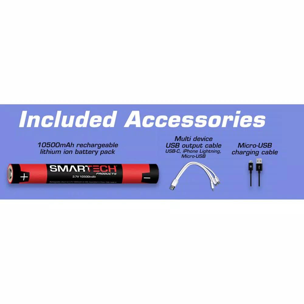 Smartech Products DuoTec HSR-2000 2000 Lumen LED Flashlight and 10500 mAh Power Bank Dual Powered Rechargeable Multi-Tool