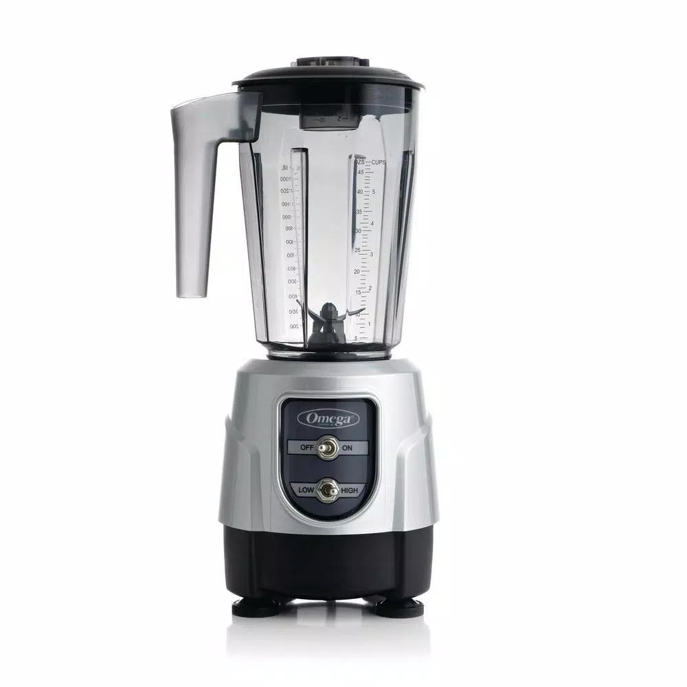 Omega 1 HP 2-Speed Silver Blender with 48 oz. Tritan Container