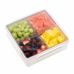 Lustroware Lusroware Modular Plastic Serving Tray with Lids, Rectangular Food Organizer, White thumbnail 3