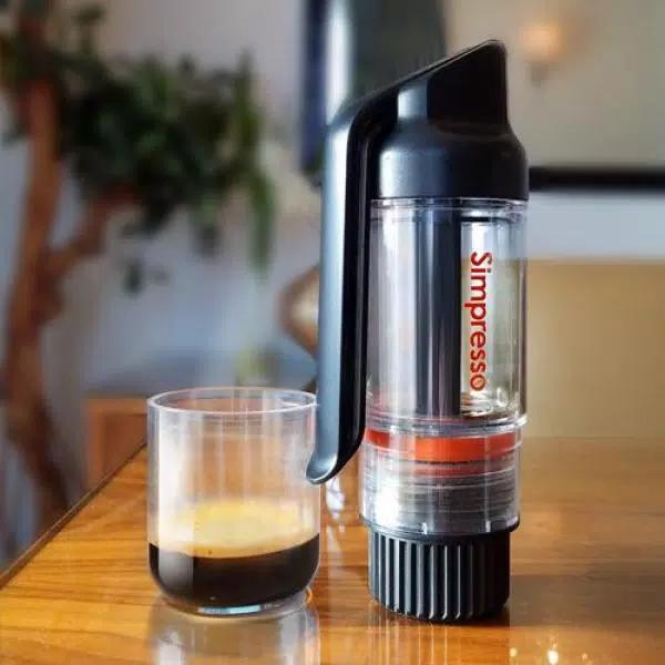 Simposh Simpresso Portable Espresso Machine - Hand Powered Travel Coffee Maker with NS Capsule & Ground Coffee Compatibility