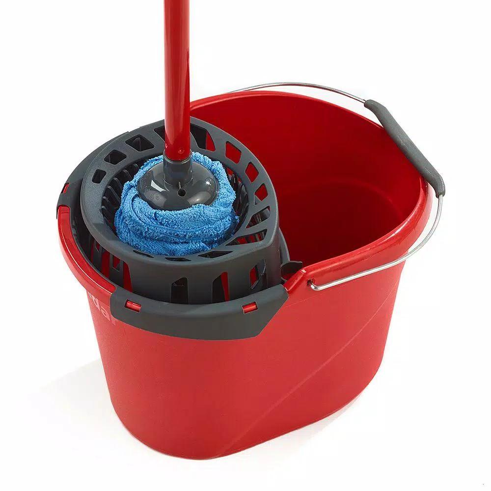 O-Cedar 2.5 Gal. Quick Wring Bucket with Easy Wringer System, Red