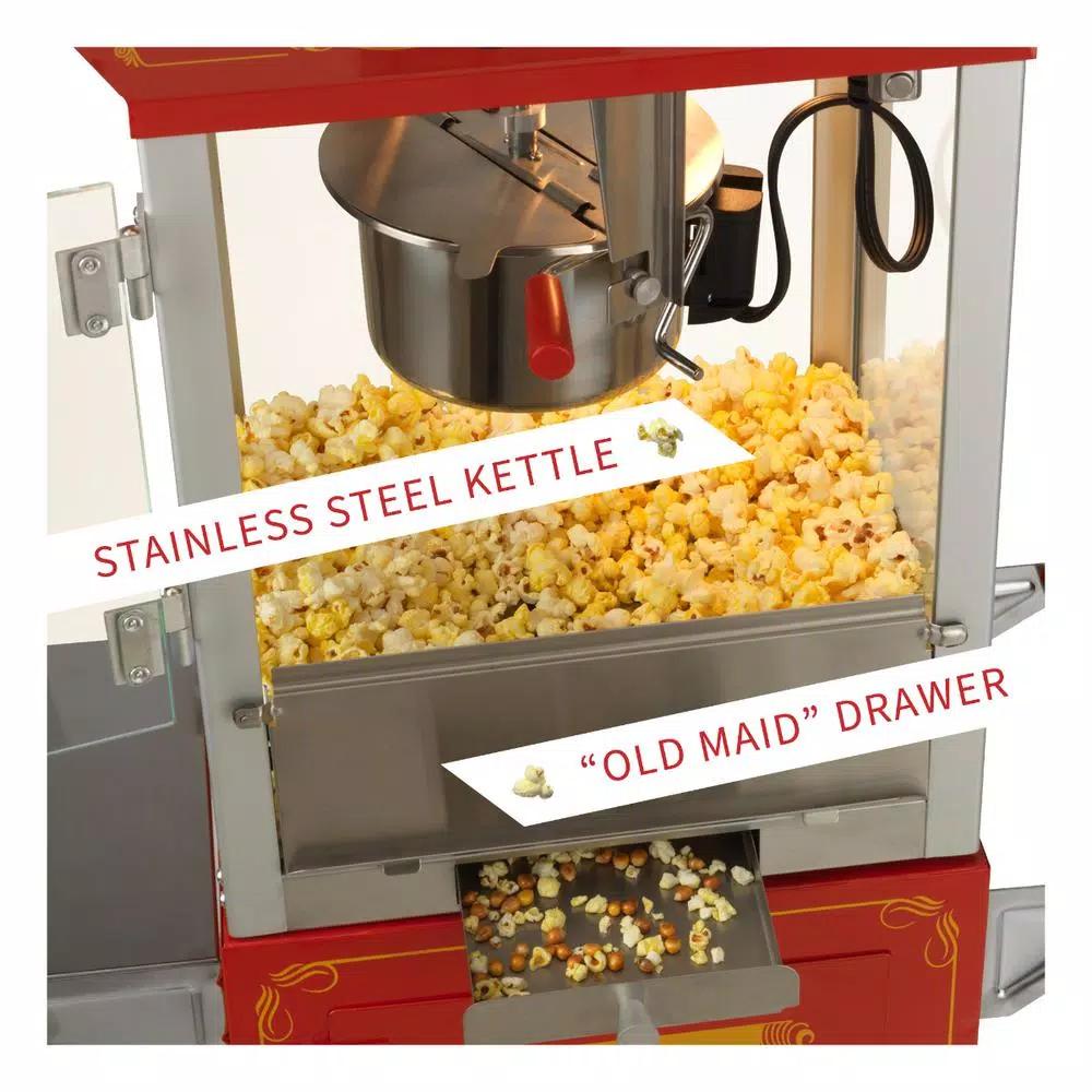 Funtime 8oz Red Theater Style Popcorn Popper Machine with Cart