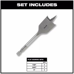 Milwaukee 3-Piece Stubby High Speed Steel Spade Bit Set thumbnail 2