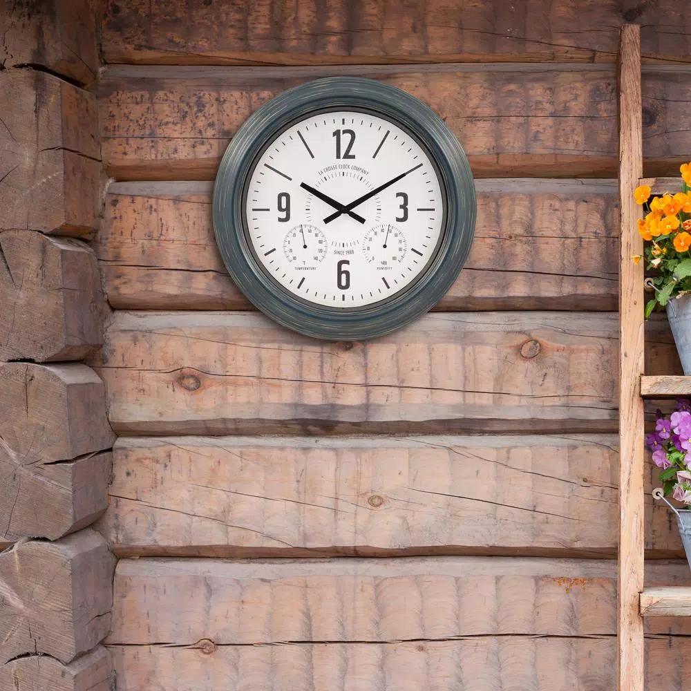 La Crosse Technology La Crosse Clock Company 18 in. Hamilton Metal Analog Quartz Indoor/Outdoor Wall Clock