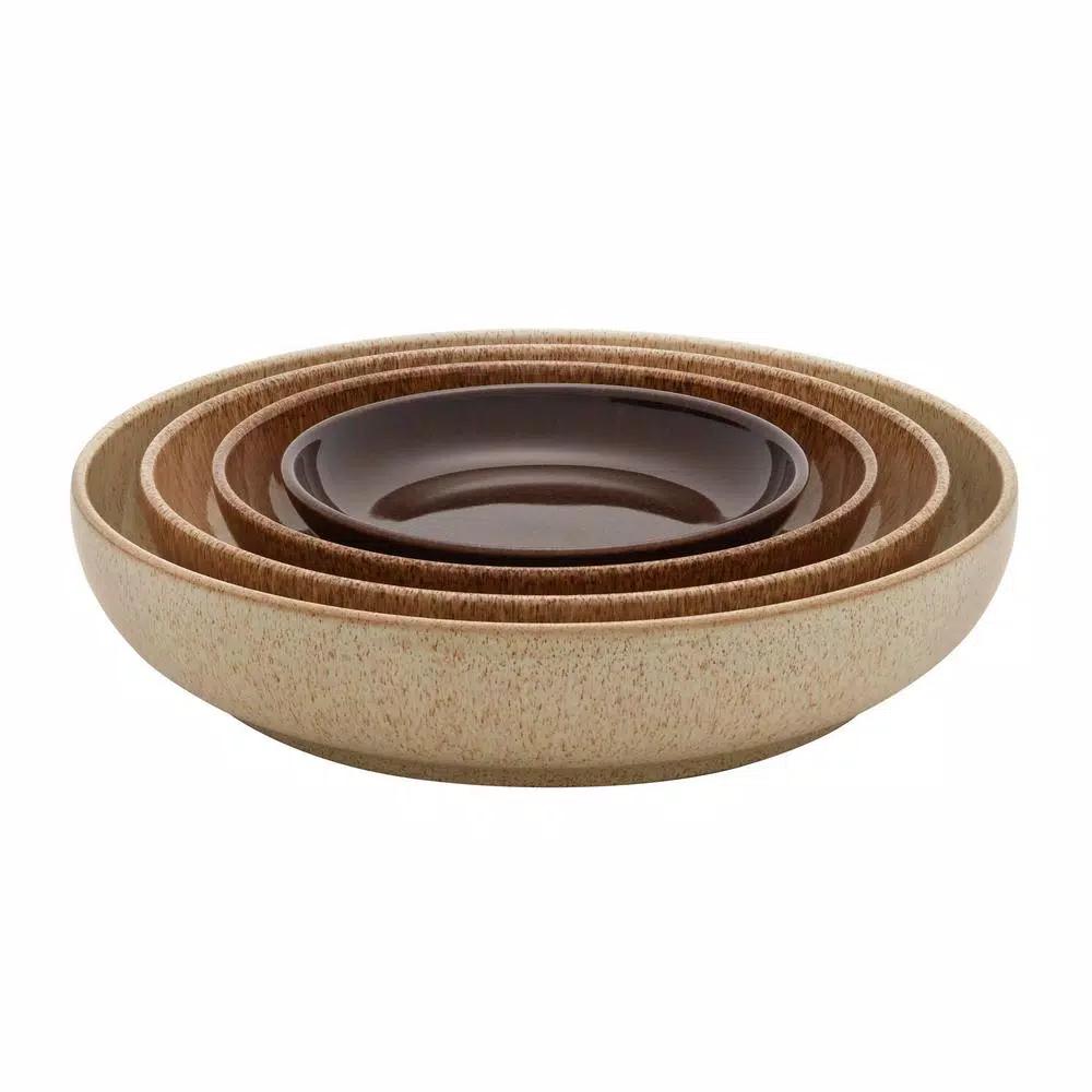 Denby Studio Craft 4-Piece Nesting Bowl Set, Brown Clay Serving Bowls