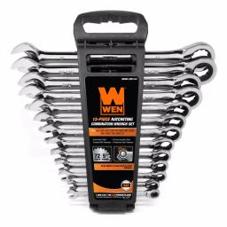 WEN 13-Piece Professional SAE Ratcheting Combination Wrench Set with Storage Rack thumbnail 4