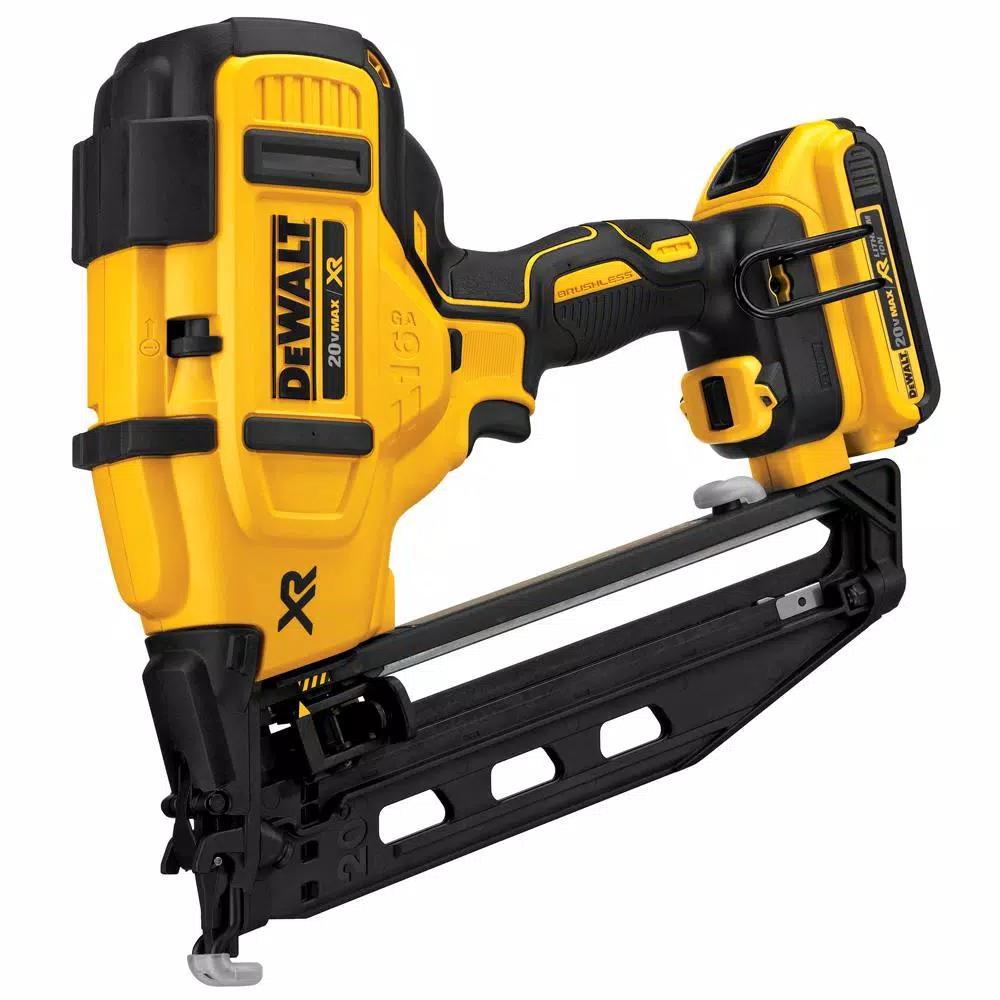DEWALT 20V MAX 16-Gauge Cordless Angled Nailer Kit with Bonus DCD780B Compact Drill/Driver