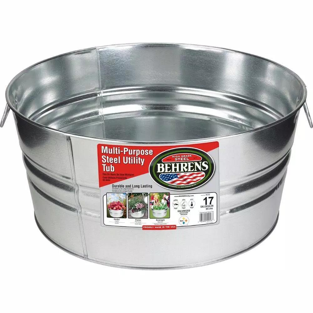 Behrens 17 Gal. Galvanized Steel Round Utility Tub and Planter