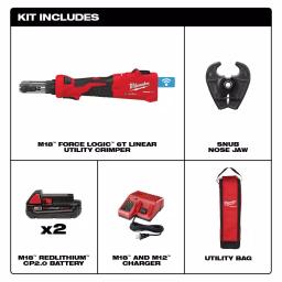 Milwaukee M18 FORCE LOGIC 6-Ton Cordless Utility Crimping Kit with D3 Snub Nose Jaw thumbnail 2