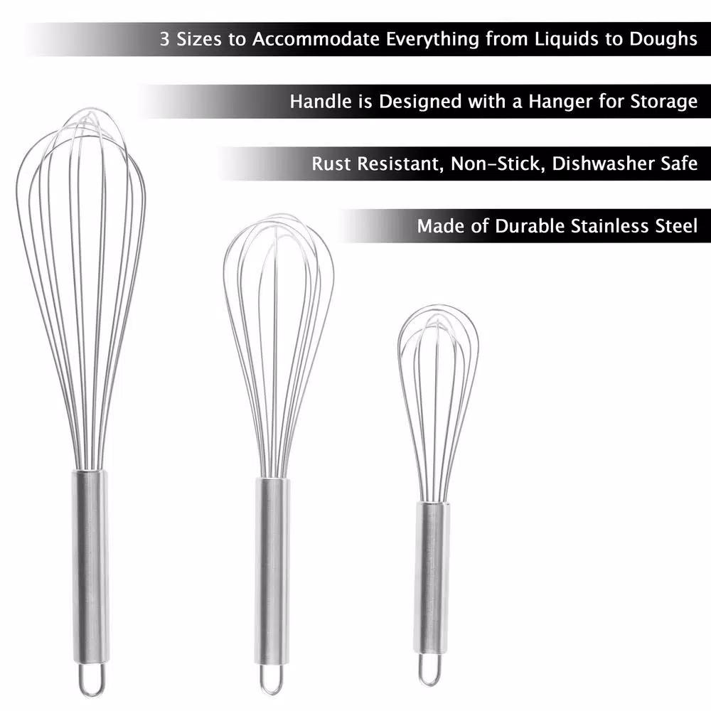 Classic Cuisine Stainless Steel Wire Whisk Set of 3