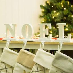 Glitzhome NOEL Wooden and Metal Christmas Stocking Holders, Set of 4 thumbnail 5