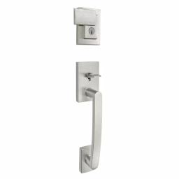 Baldwin Prestige Spyglass Single Cylinder Satin Nickel Handleset with Square Lever and SmartKey Security thumbnail 2