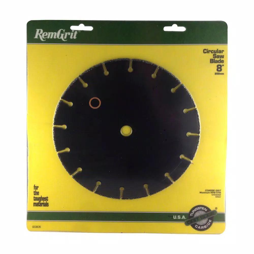 RemGrit 8 in. Coarse Grit Carbide Circular Saw Blade for Abrasive Materials