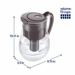 Brita Monterey 10-Cup Water Filter Pitcher with Longlast Filter, Black thumbnail 3