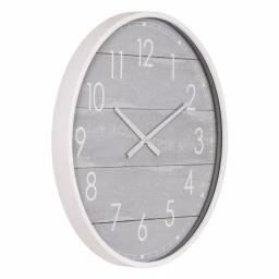 Pinnacle 28 in. Gray Washed Wood Plank Round Wall Clock - Rustic Farmhouse Decor thumbnail 3