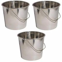 AmeriHome 3-Piece Stainless Steel Bucket Set, 5.28 Gallon Extra Large Metal Pails thumbnail 7