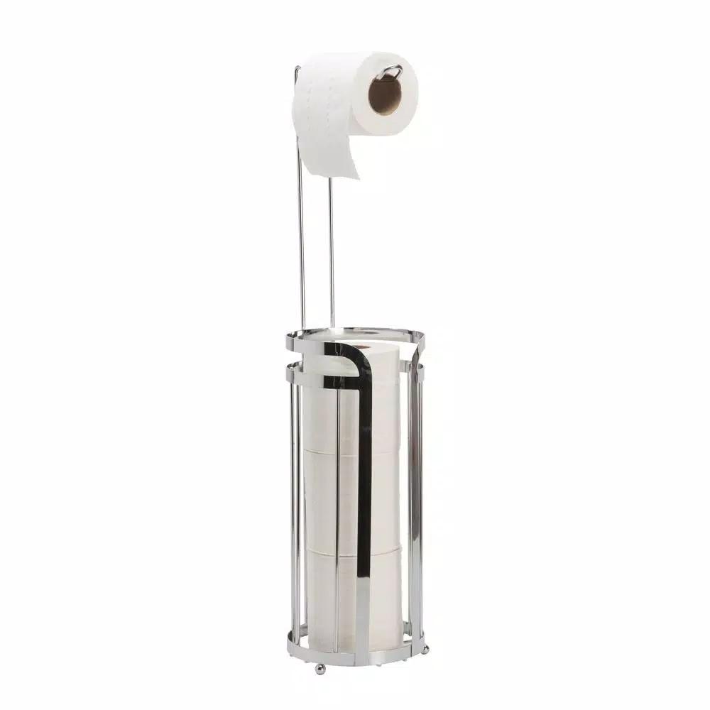 Bath Bliss Mod Collection Toilet Paper Holder and Reserve Stand with Storage in Chrome