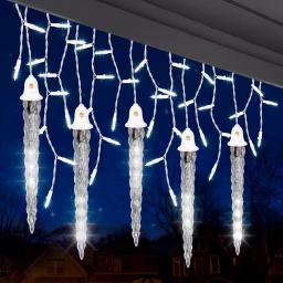 LightShow 75-Light White Shooting Star Icicle LED String Light with Cascading Lights thumbnail 8