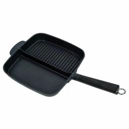 MasterPan 11 in. Cast Aluminum Nonstick Sectional Grill Pan with Split Section, Black thumbnail 1