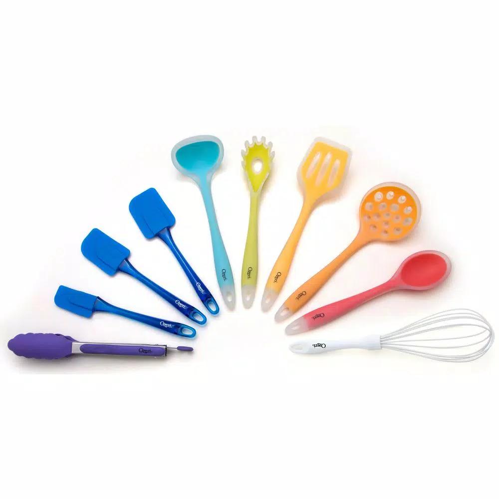Ozeri 11-Piece All-In-One Silicone Kitchen Utensil Set with Utensil Holder, Multicolor