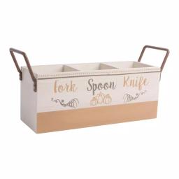 Home Essentials Harvest Devotions 3-Section Wood Caddy Condiment Server with Handles thumbnail 1