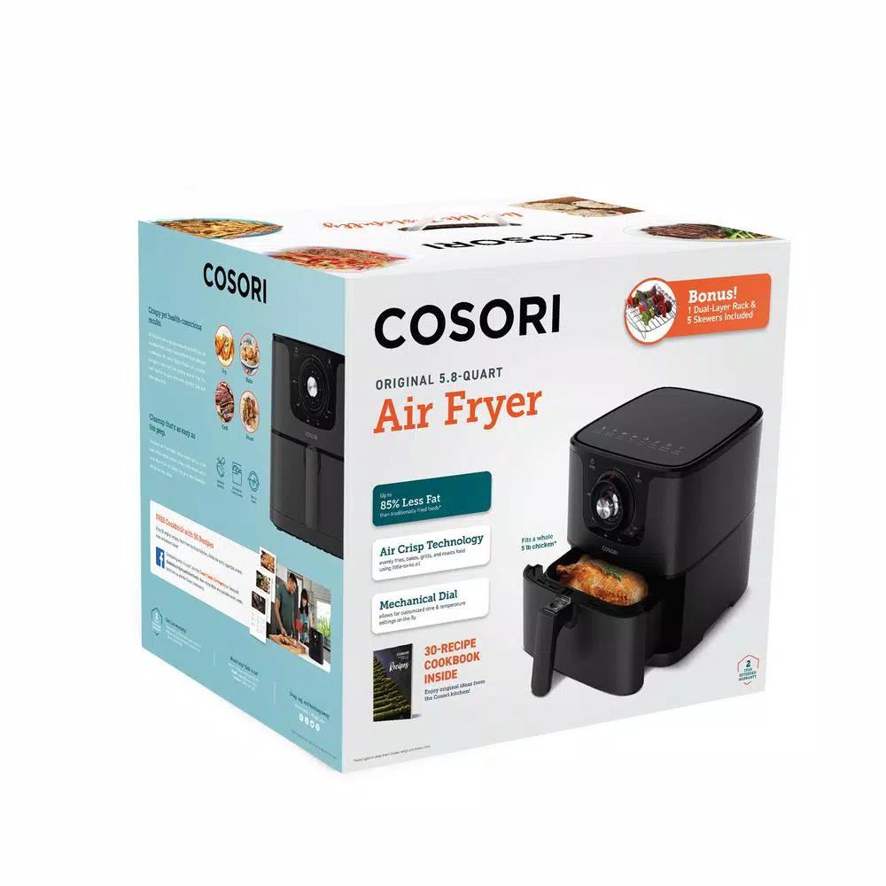 Cosori 5.8 QT Air Fryer with Bonus Skewer Rack Set, 1700W Rapid Air Circulation, Black