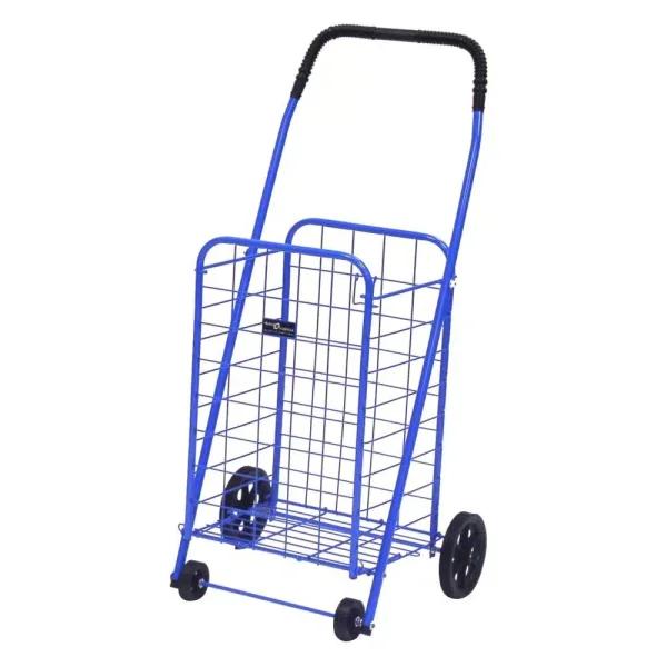 Easy Wheels Mini-A Shopping Cart, Heavy Duty Steel Folding Utility Cart - Blue