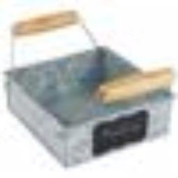 Benzara Galvanized Steel Napkin Holder with Wooden Handles, Rustic Gray Tabletop Decor thumbnail 1