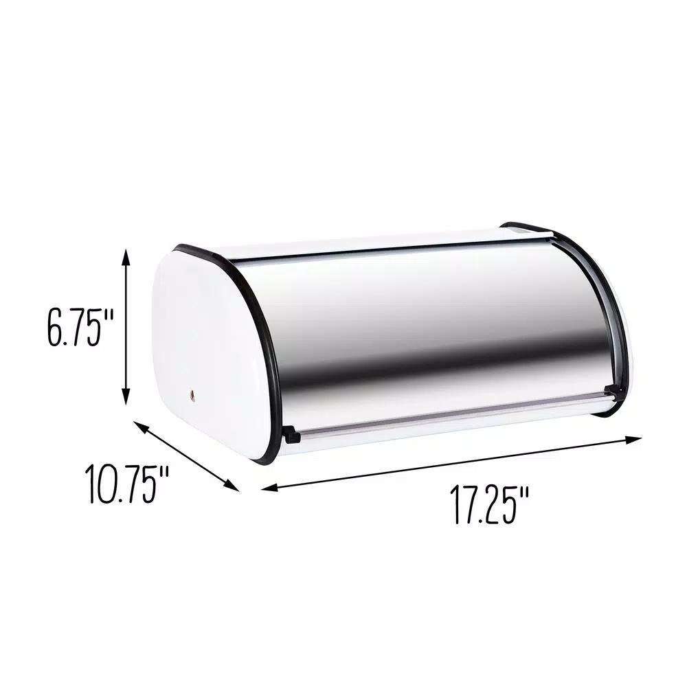 Honey-Can-Do Retro White Rolltop Bread Box - Steel Kitchen Storage Container