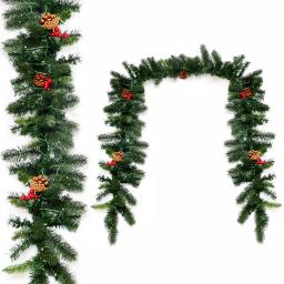 Costway 9 ft. Pre-Lit LED Artificial Fall & Christmas Garland with 100 Warm White Lights and Timer thumbnail 2
