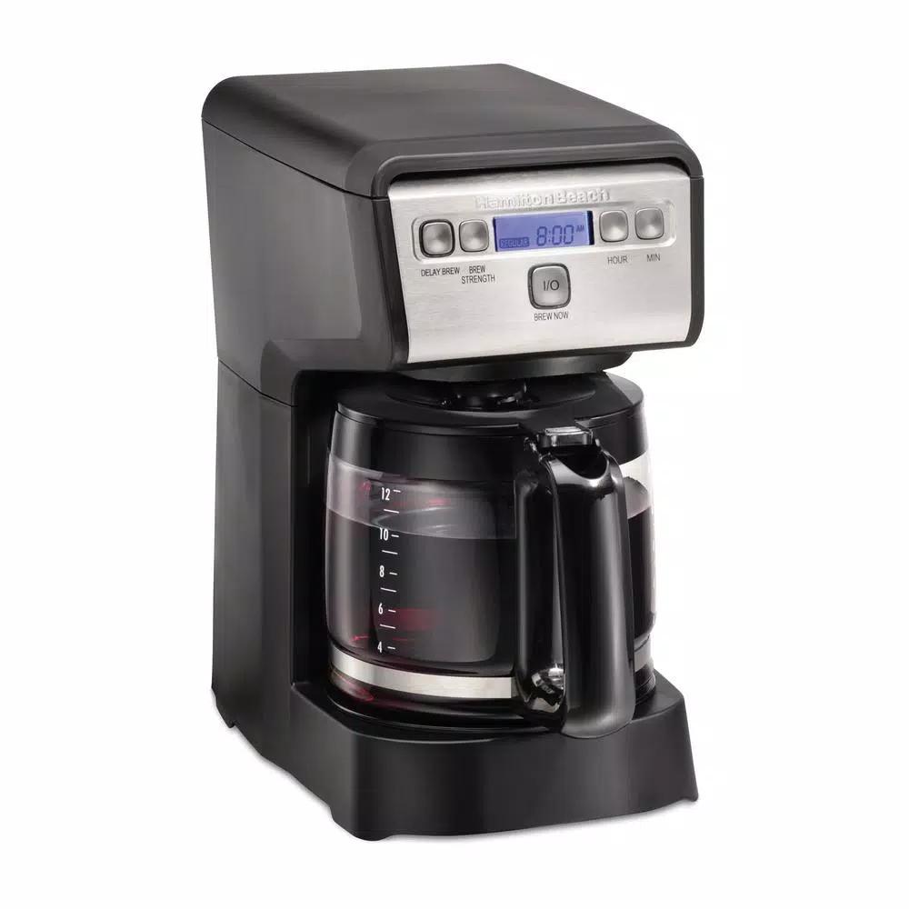 Hamilton Beach 12-Cup Compact Programmable Drip Coffee Maker, Black