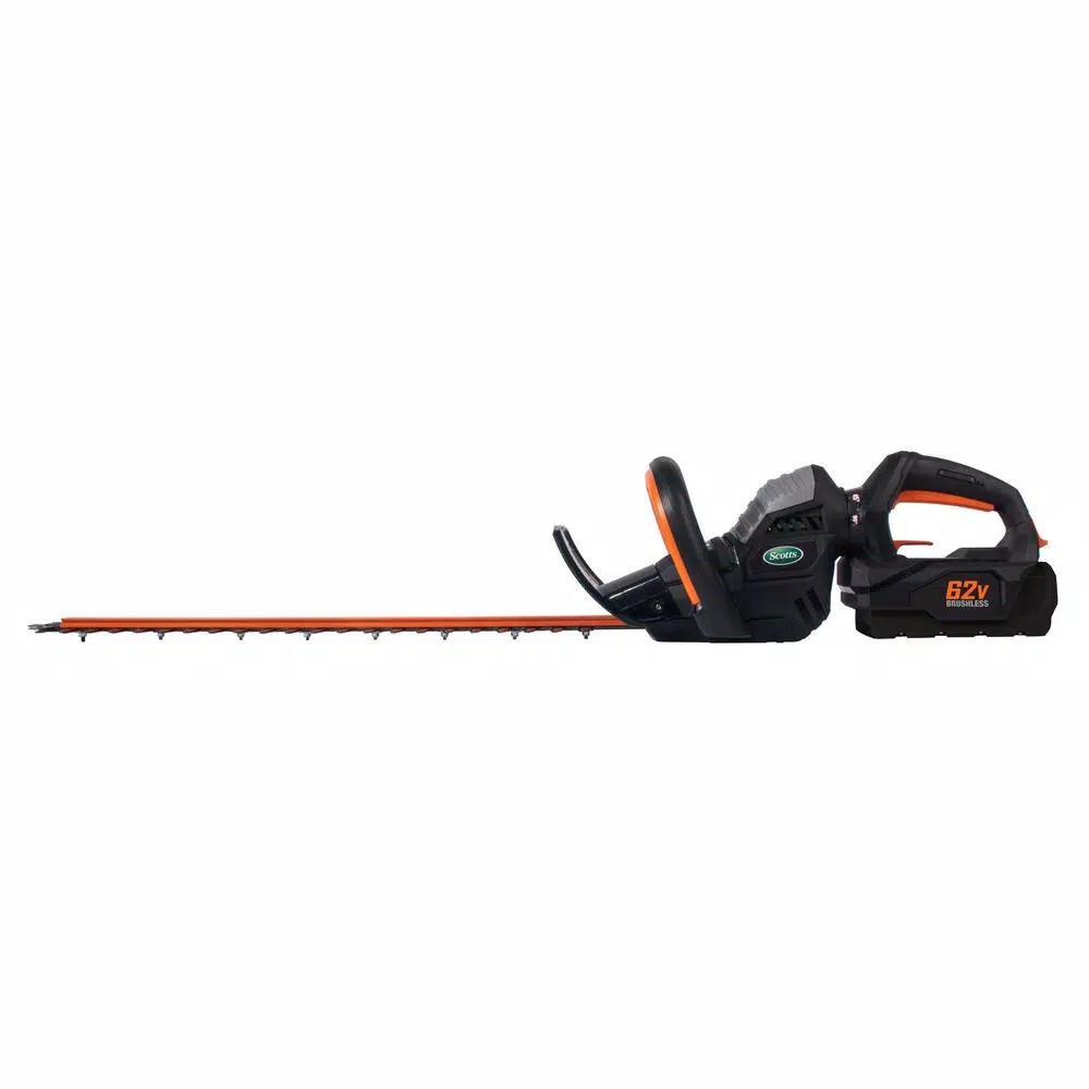 Scotts 24 in. 62V Cordless Brushless Hedge Trimmer Kit with 2.5 Ah Battery and Fast Charger