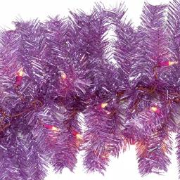 Nearly Natural 6 ft. Pre-Lit Pink Flocked Artificial Christmas Pine Garland with 50 Warm White LED Lights thumbnail 3