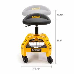 DEWALT Heavy-Duty Adjustable Shop Stool with Casters and Storage Shelf, 300 lb Capacity thumbnail 7